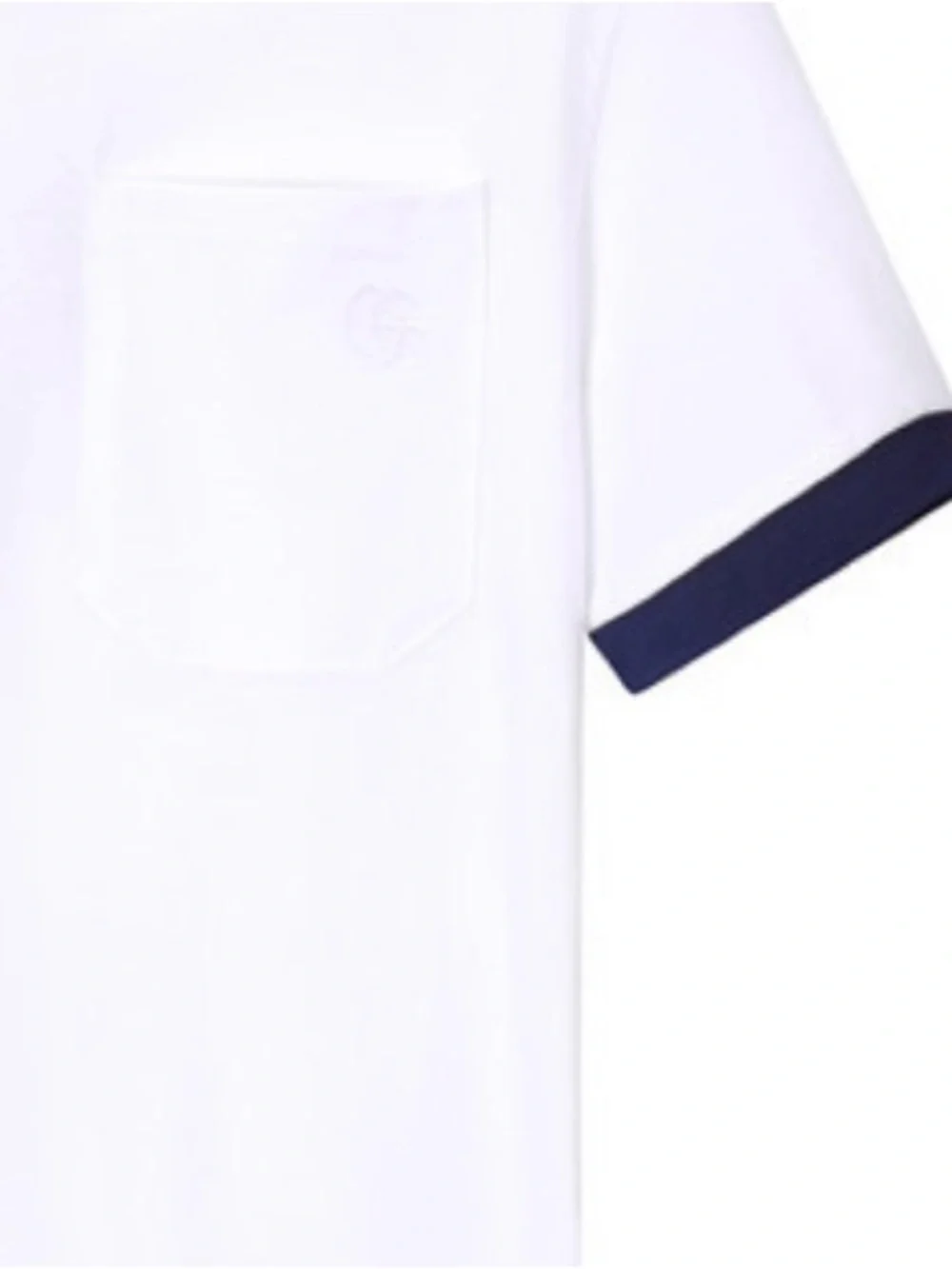 Gucci White Polo with Navy & Red Stripe Collar - men